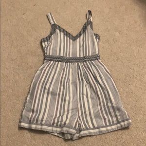 Blue and white stripped romper